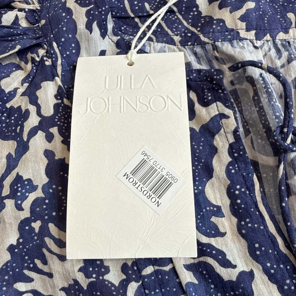 NEW Ulla Johnson Brea Paisley Blue Floral Print Blouse Sz 10 NWT $320 Peasant - Picture 6 of 9